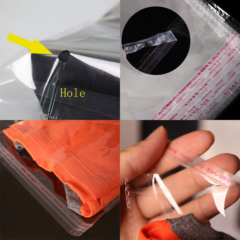 100pcs Resealable Poly Bags Plastic Transparent OPP Cello Bag Self Adhesive Seal
