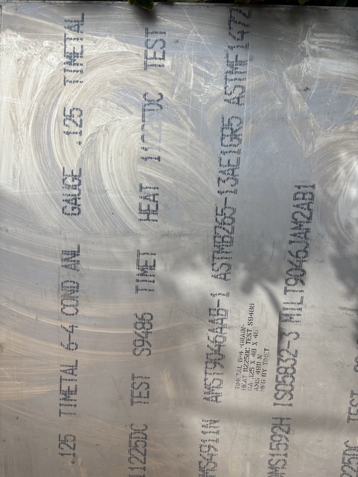 Titanium Sheet 6AL-4V Mill TIMET Domestic AMS 4911 On .125 X 48 X 48”