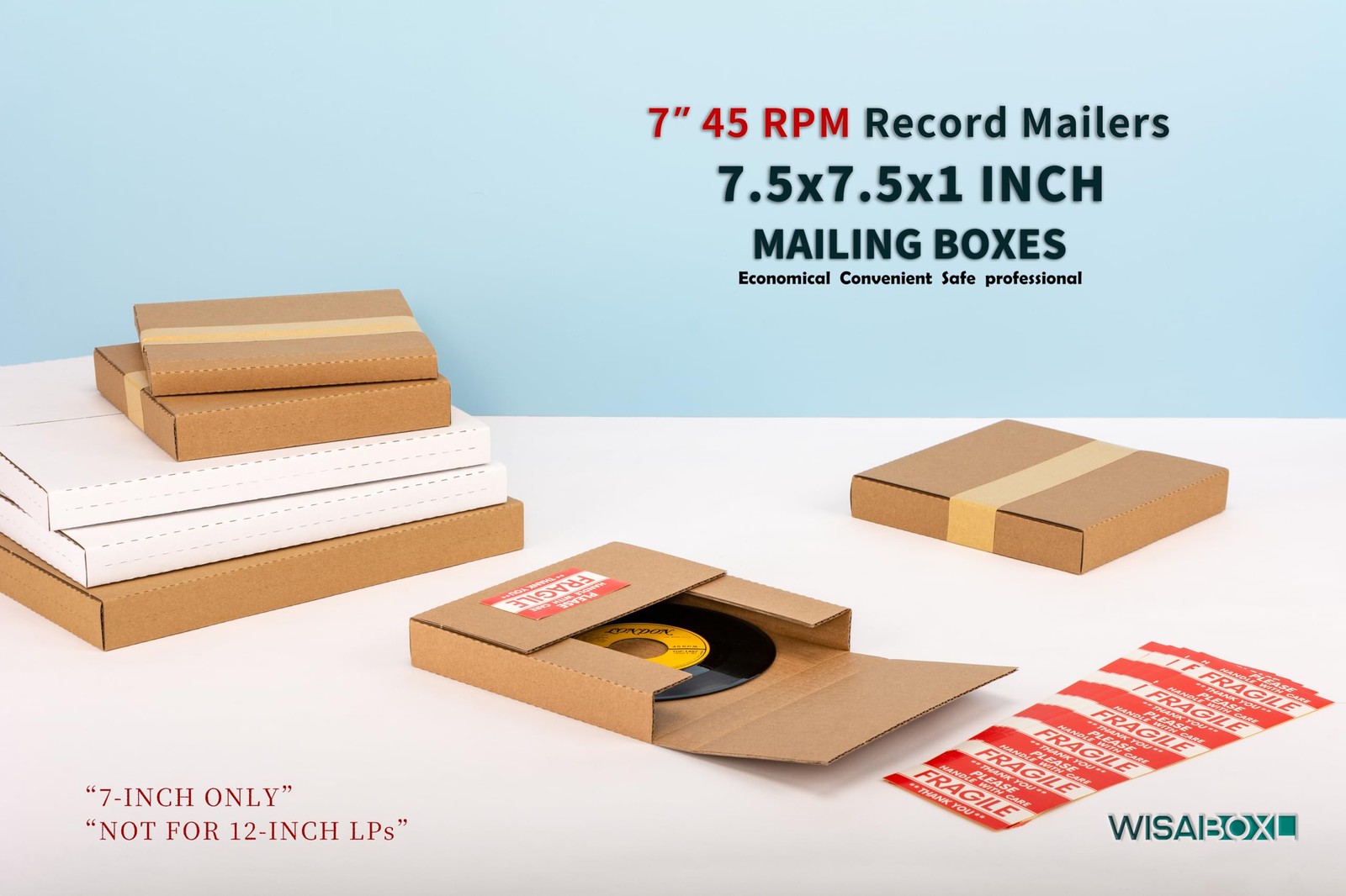 7-inch 45 RPM Record Mailers (NOT for 12-inch LPs), 7.5 x 7.5 x 1 Inch Easy-F…