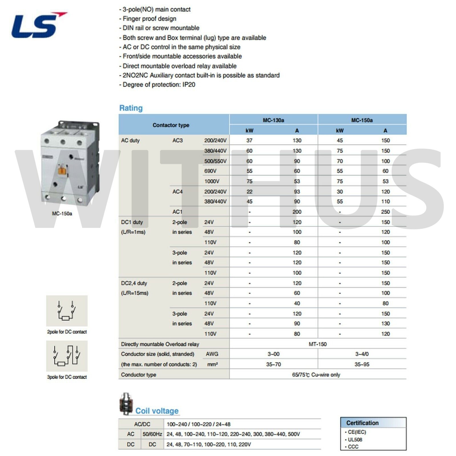 LS MC-130a 3P 2a2b MC Magnetic Contactor AC100-240V – Tracking