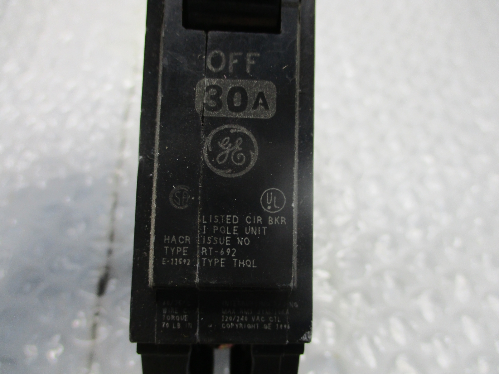 GENERAL ELECTRIC THQL130 BREAKER 1POLE 30AMP NSNP