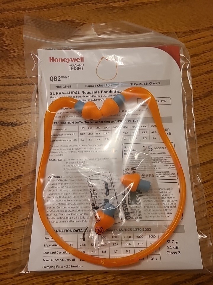 Honeywell HOWARD LEIGHT QB2HYG Headband Earplug with replacement QB200HYG pods.
