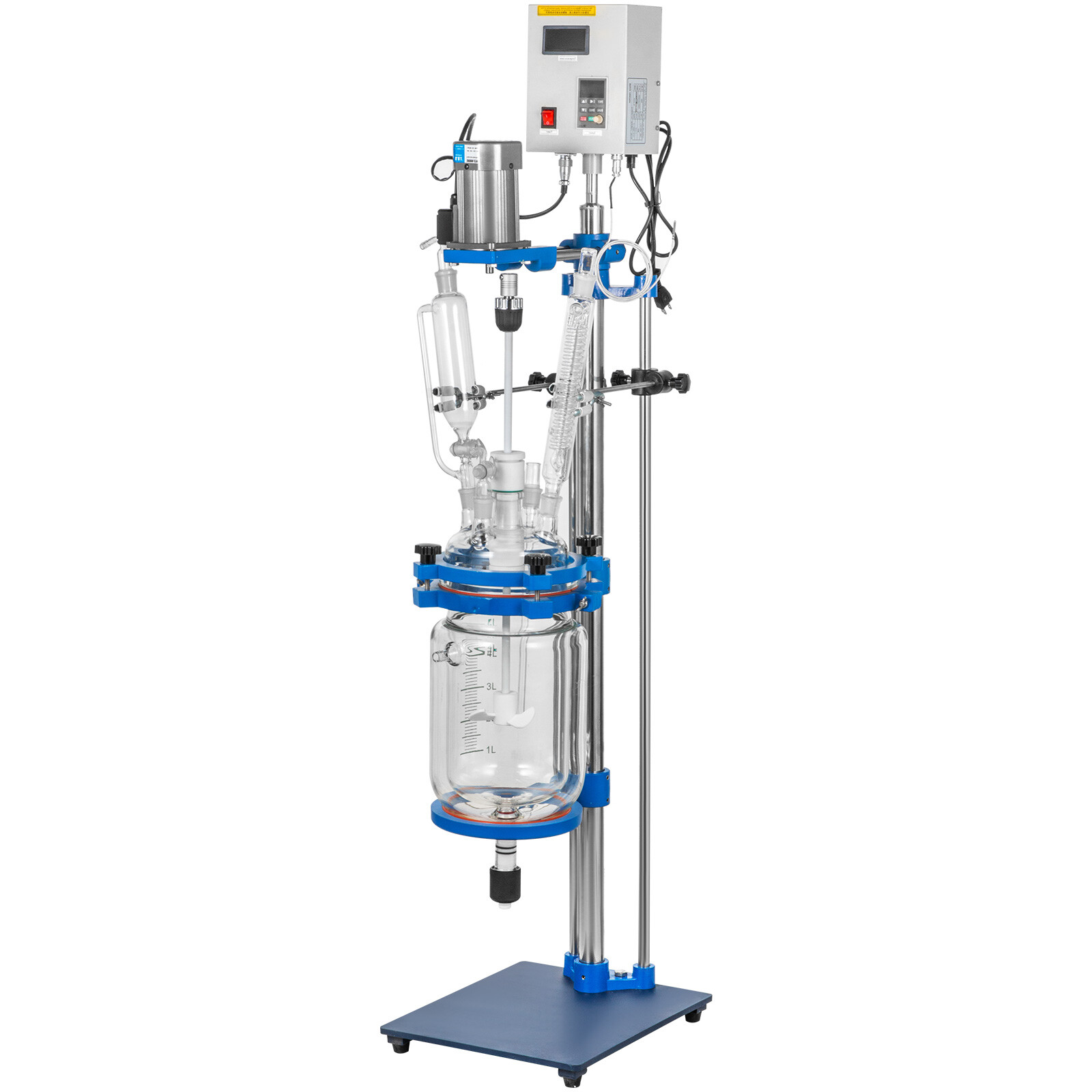 5L Jacketed Glass Reactor 110V Reaction Vessel 100w Digital 0-1200r/min US