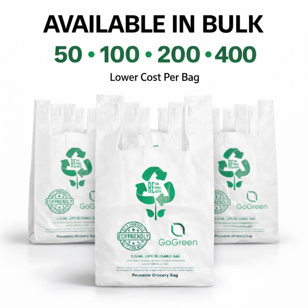 Extra Heavy Duty 1/6 T-Shirt Grocery White Bags 2.25 Mil 21×6.5×11.5 Plastic Bag