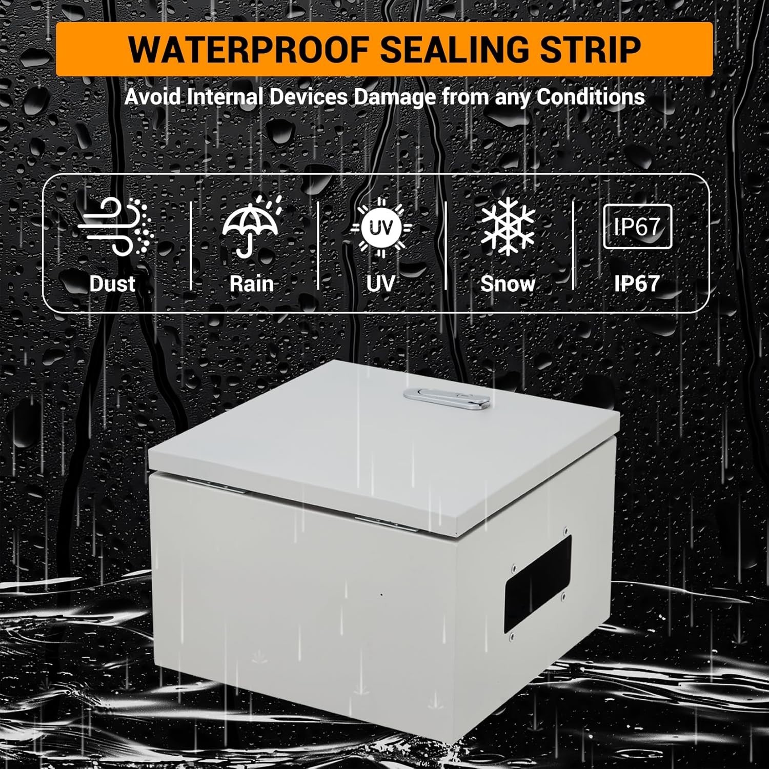 16″x12″x8″ Outdoor Waterproof Electrical Box,IP66, Lockable, Rust-Resistant