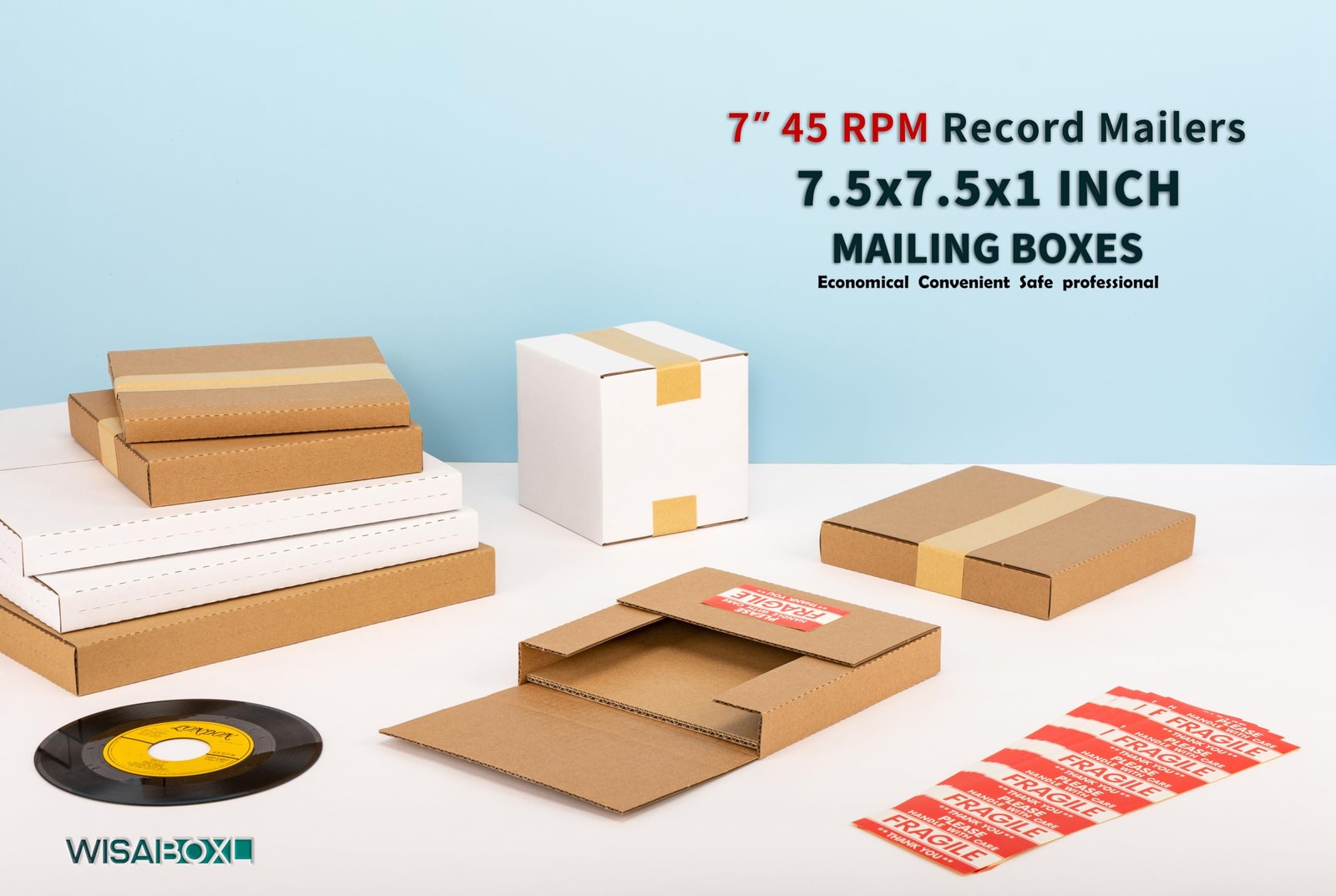 Wisaiboxl 7-inch 45 RPM Record Mailers (NOT for 12-inch LPs), 25 Pack, Brown