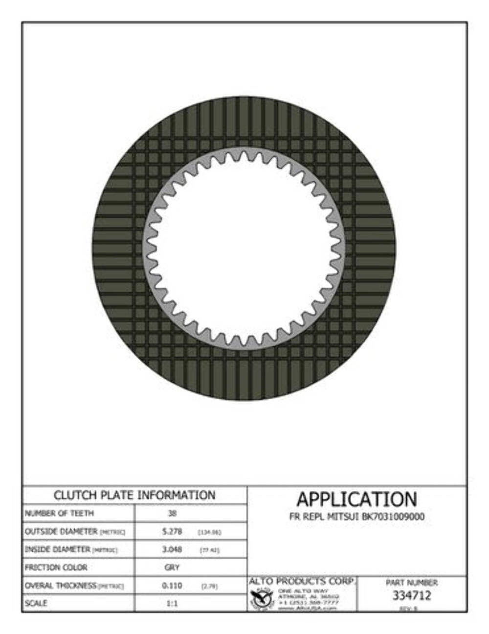 Friction Replaces Various manufacturers see interchange below Alto 334712