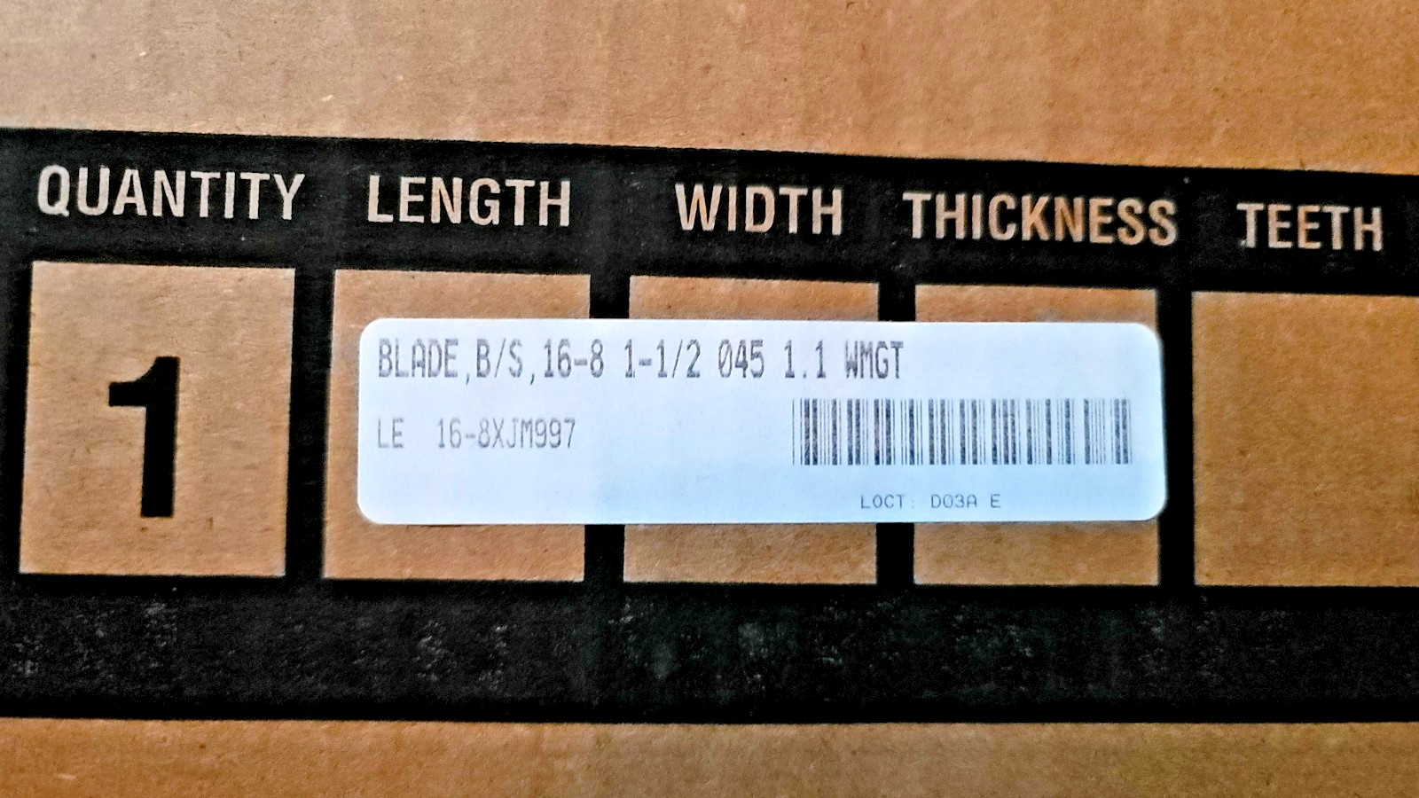 200″ Lenox Welded Band Saw Blade 16′ 4″ x 1-1/4″ x .045″ 1.1 TPI