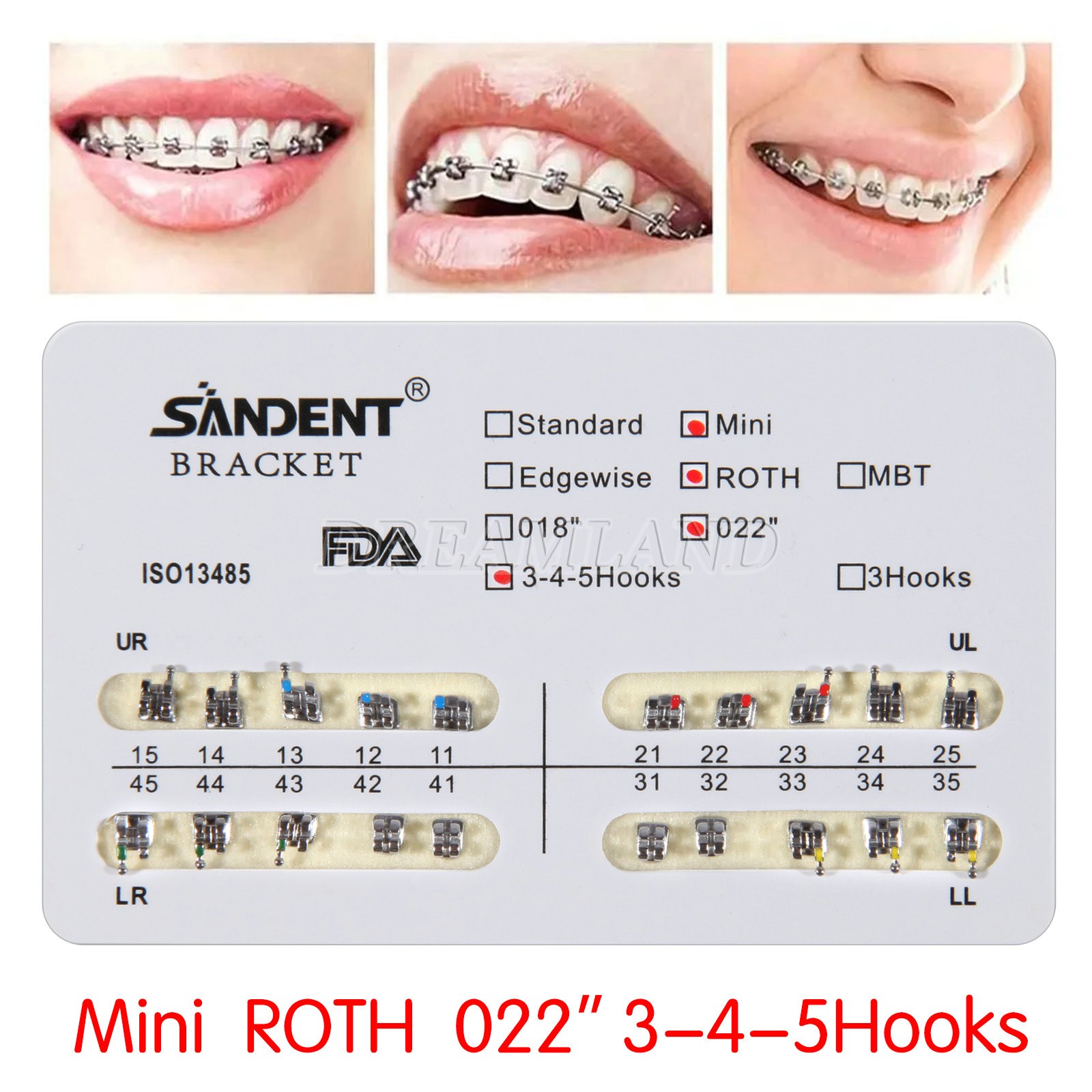 10 Packs Dental Orthodontic Metal Brackets Braces Mini Roth.022 Hooks 345