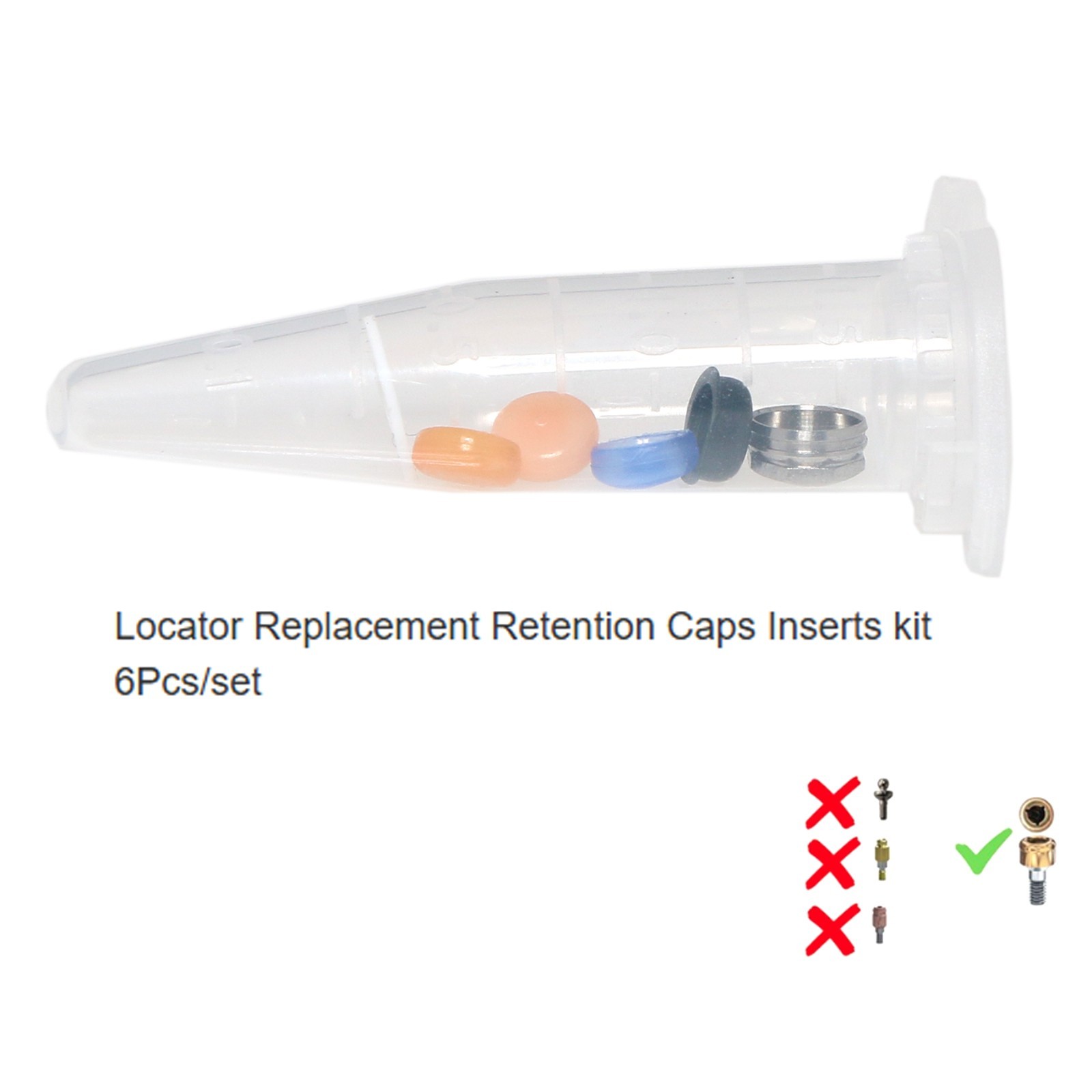 US Overdenture Locator Abutment Removable Male Cap Inserts Standard/Extended Set