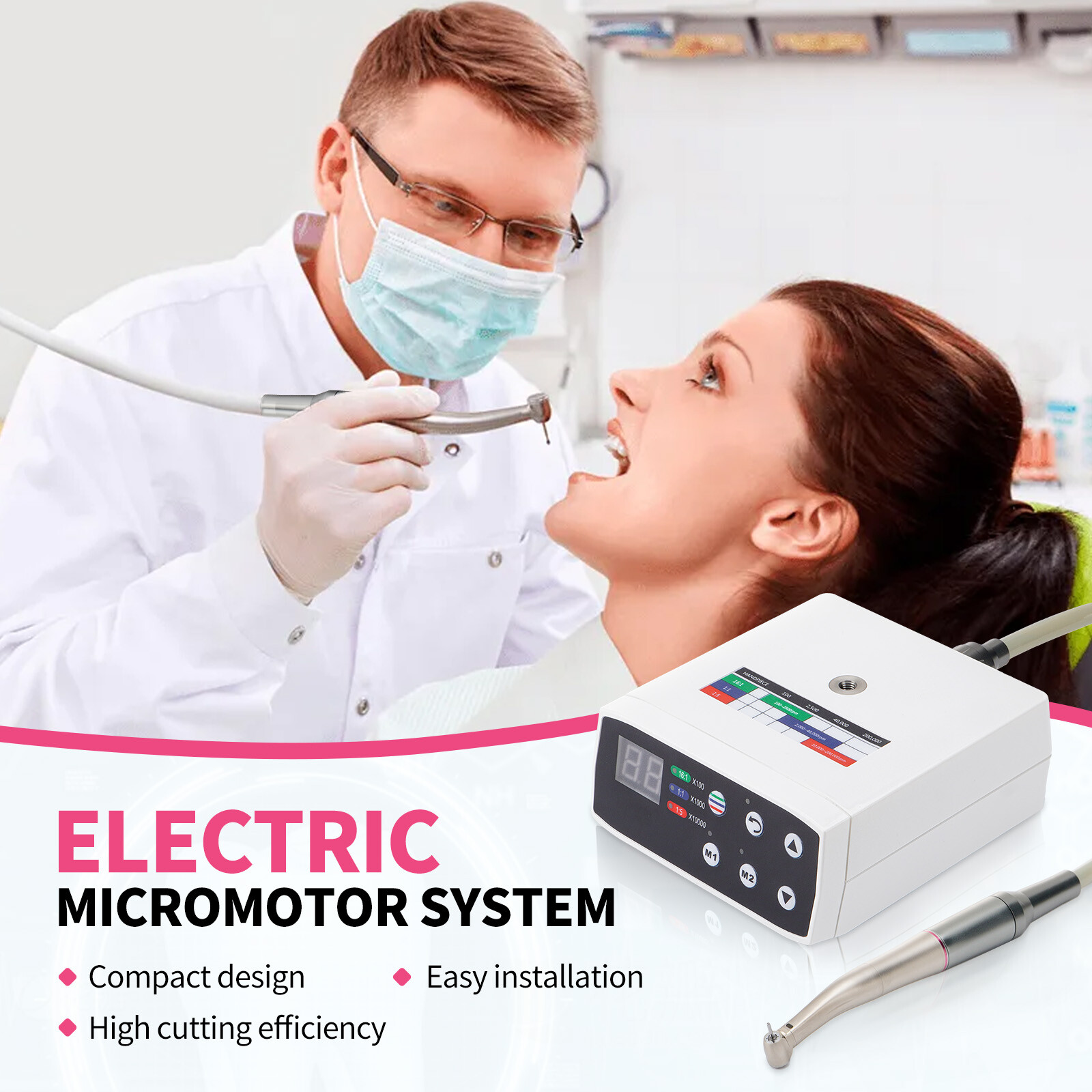 For NSK Style Dental Brushless LED Electric Micro Motor/1:5 Increasing Handpiece