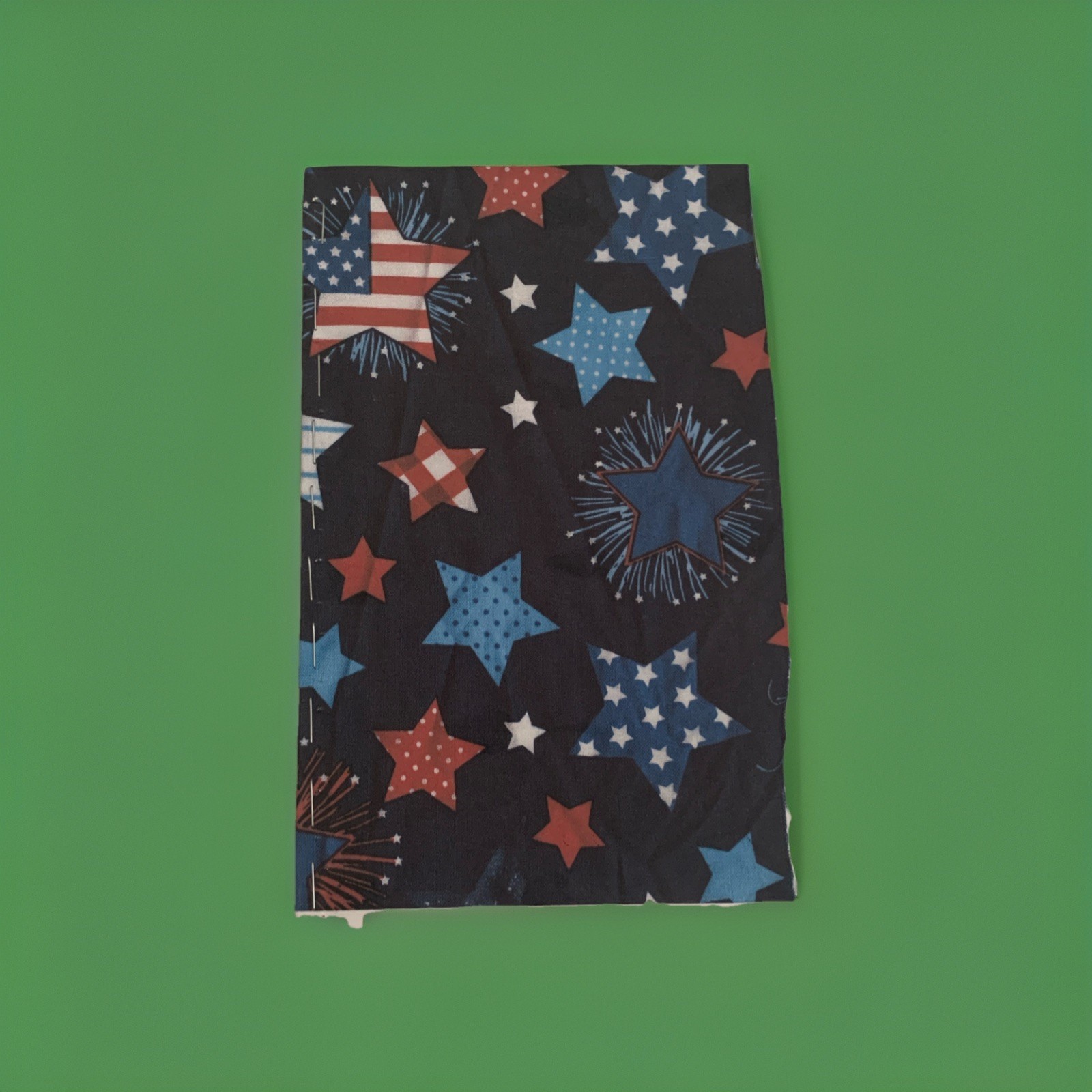 Handmade Patriotic Pocket Journal | Stitched Stars and Stripes Mini Notebook