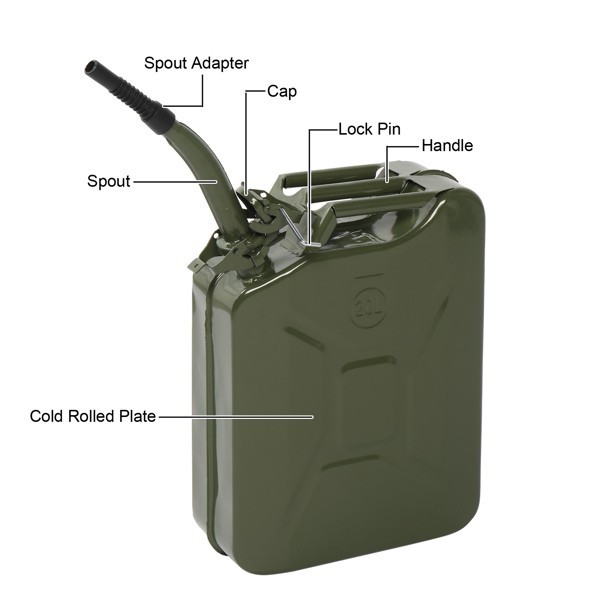 20L Portable American Fuel Oil Petrol Diesel Storage Can Oil Drum Army Green