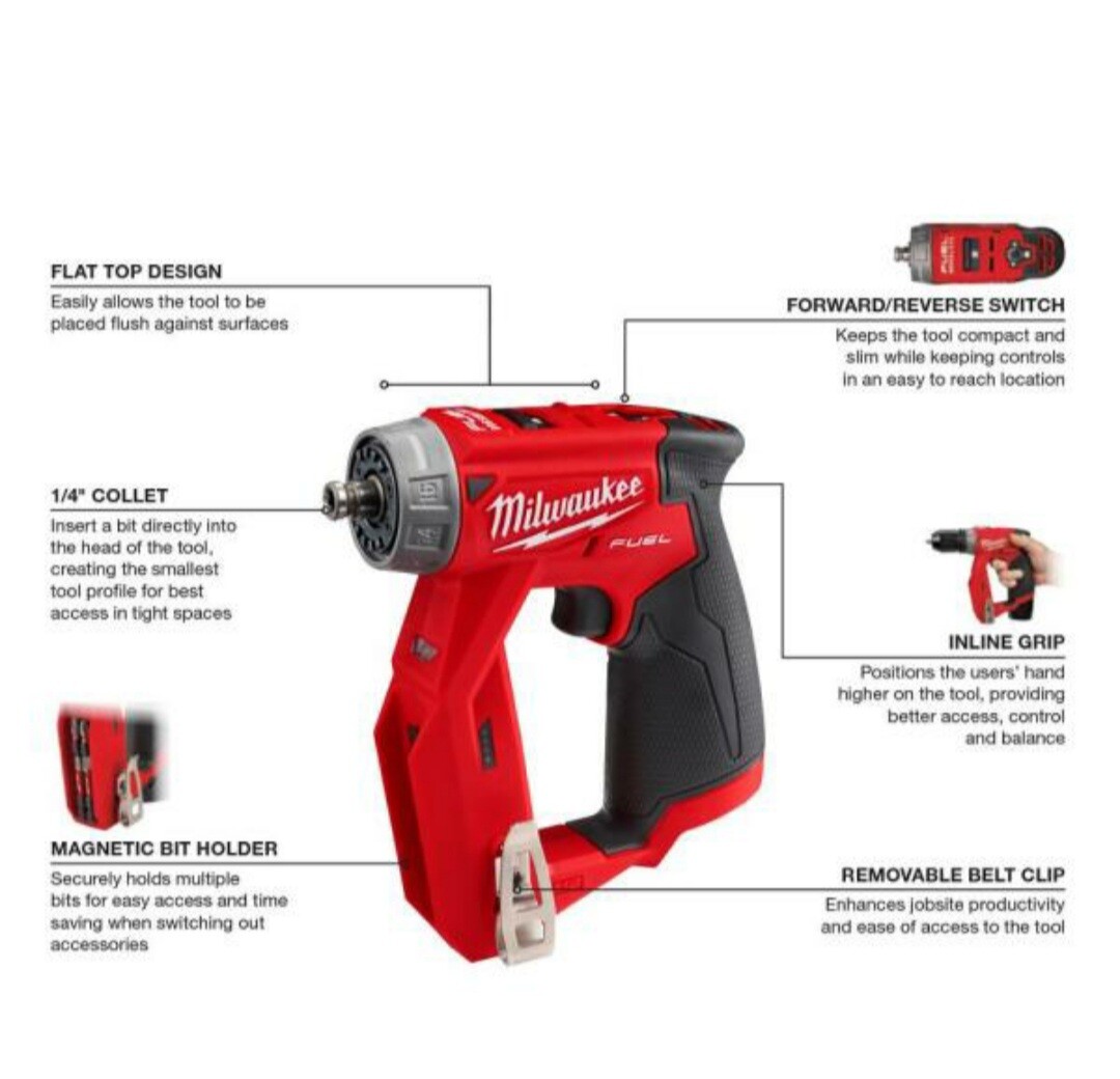 New Milwaukee M12 FUEL Installation Drill/Driver 4-in-1 attachments Bag 2505-20