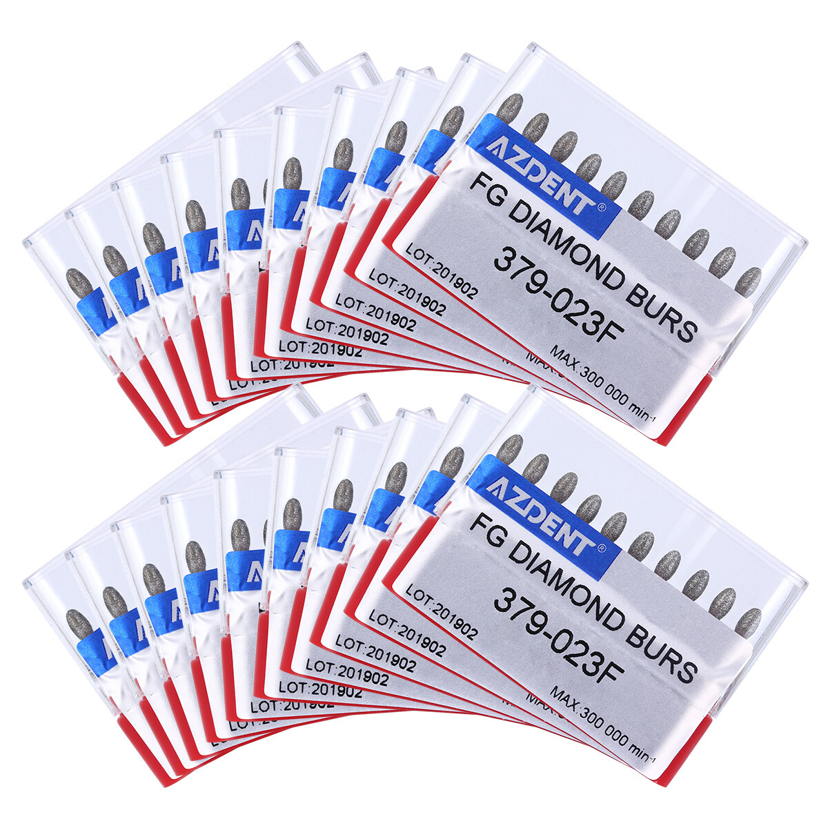 10pcs/Kit AZDENT Dental Diamond Burs Football #368-023F #379-023F Fine Red