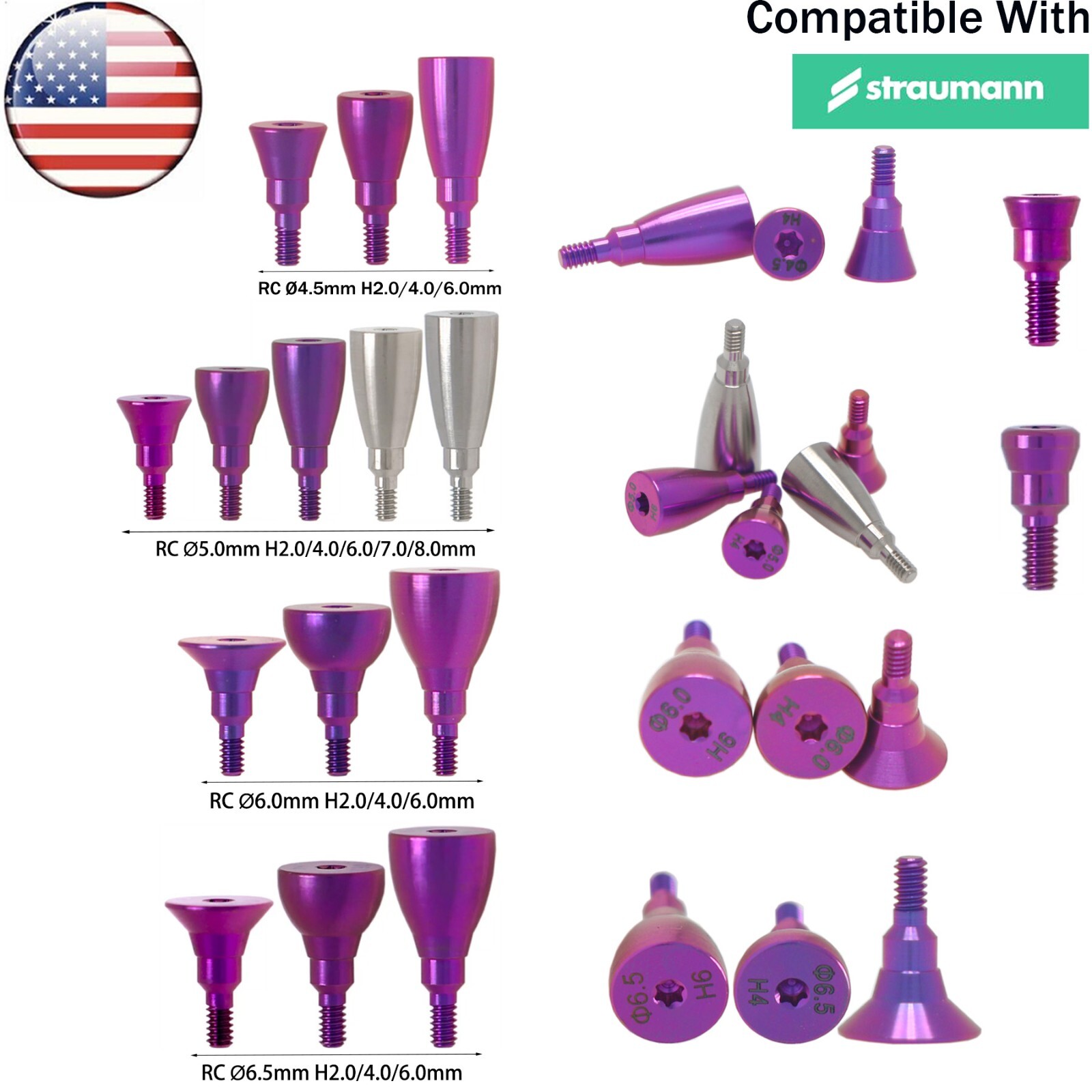 US Dental Healing Abutment Healing Closure Caps NC/RC Straumann ITI Bone Level