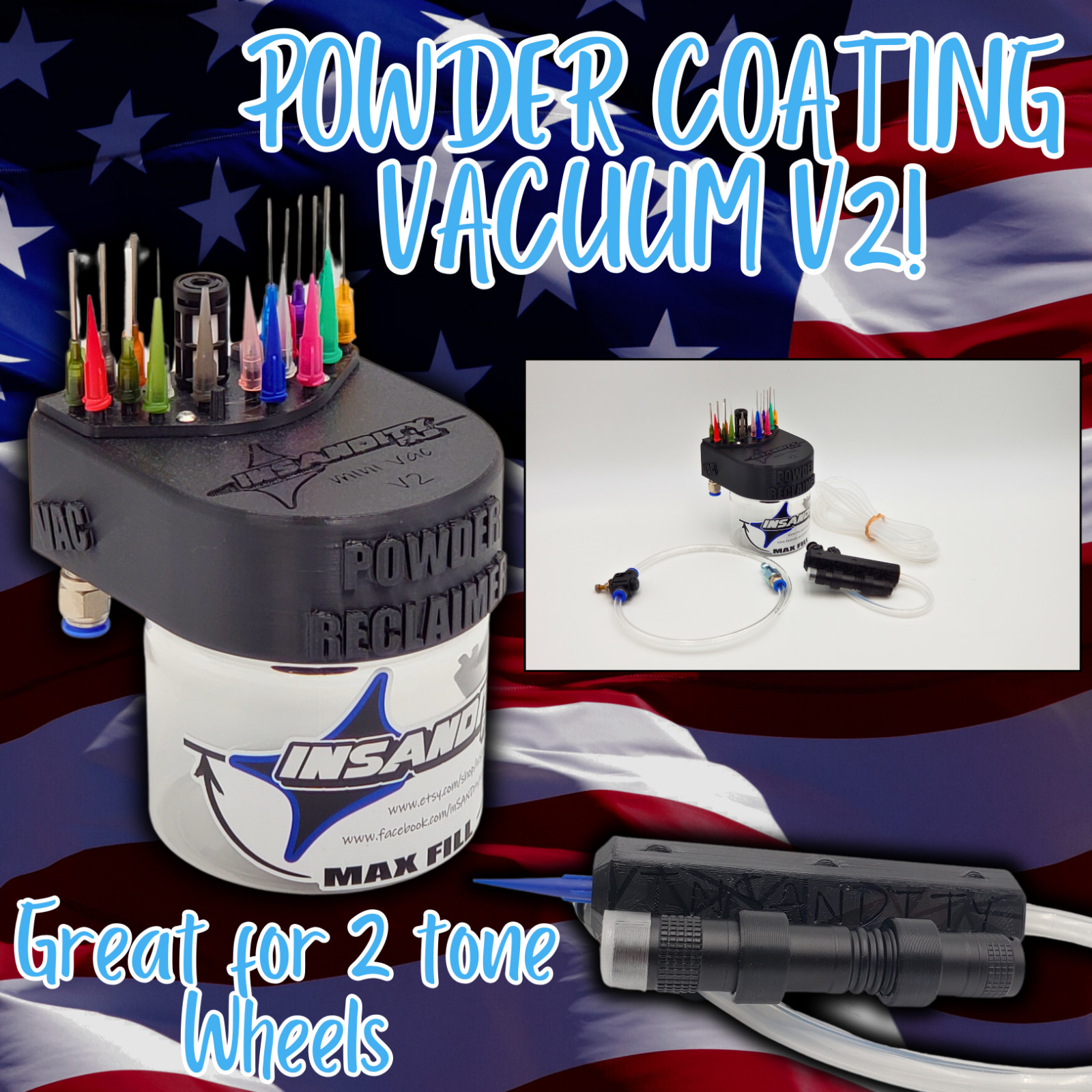 Pneumatic Micro Vacuum for Powder Coating – Easily Remove Powder! Two Tone Wheel