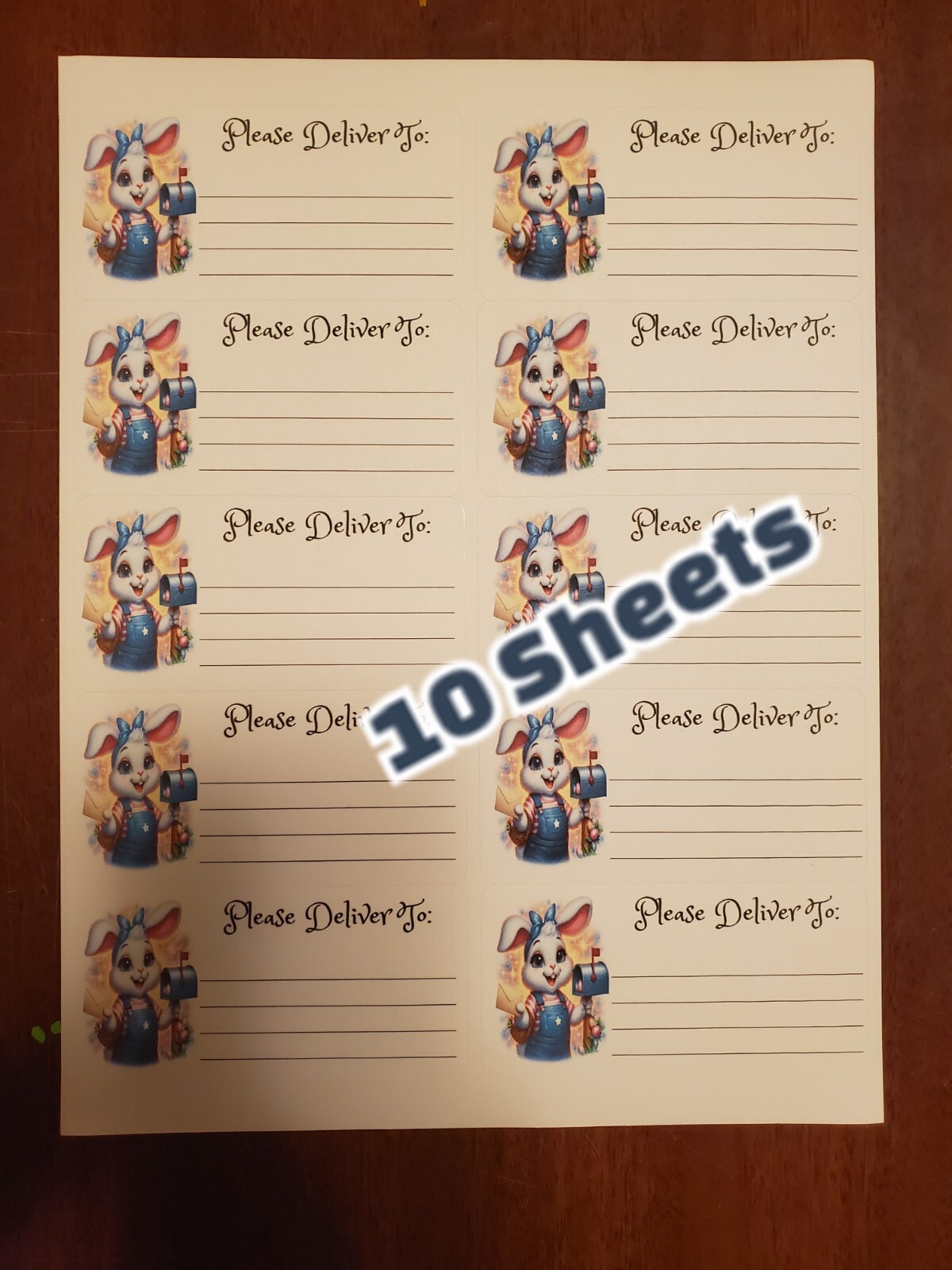 10 Sheets please deliver to address shipping labels (PDT) pen pal, mail