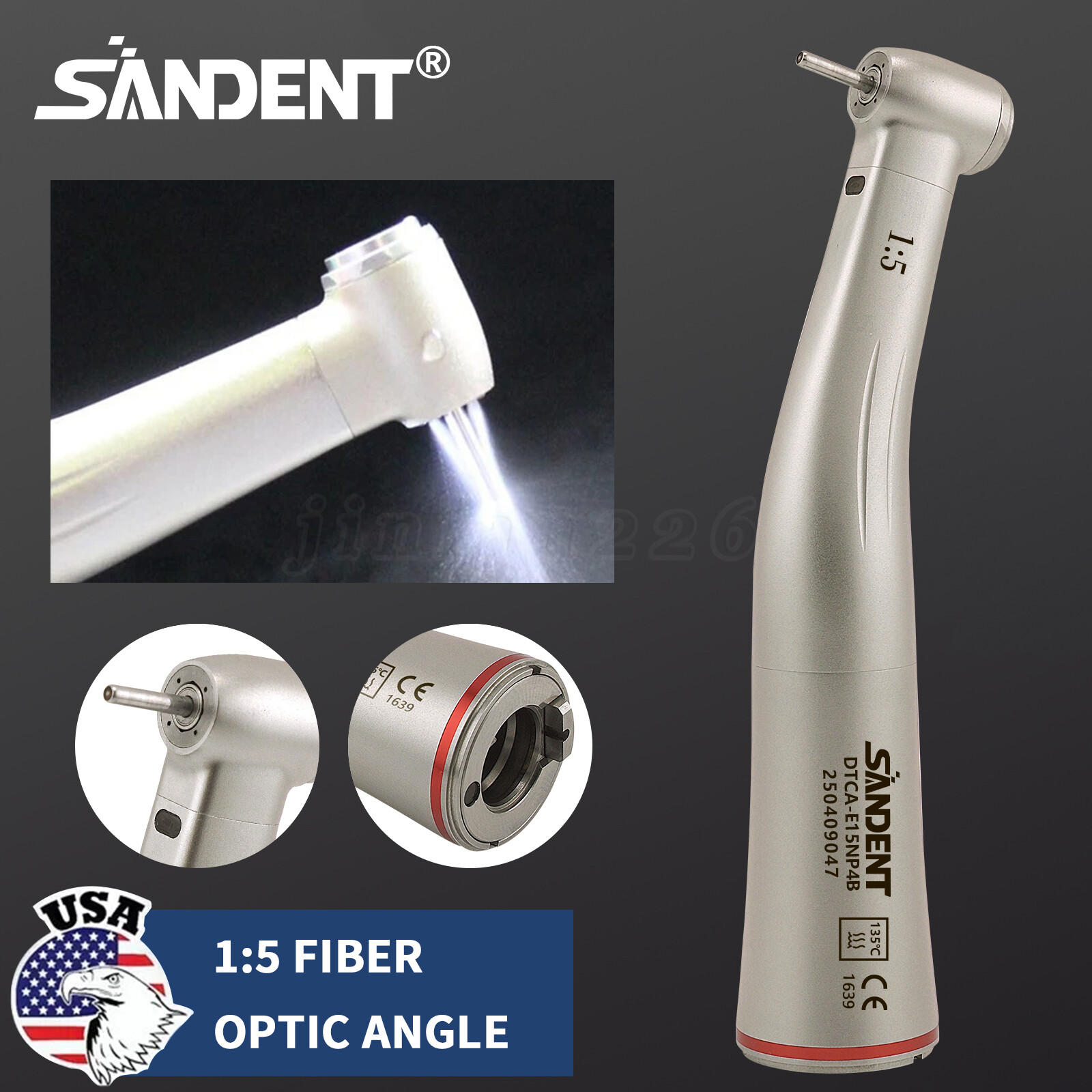 Dental 1:5 Optic LED Contra Angle Increasing Handpiece Fit NSK Electric Motor