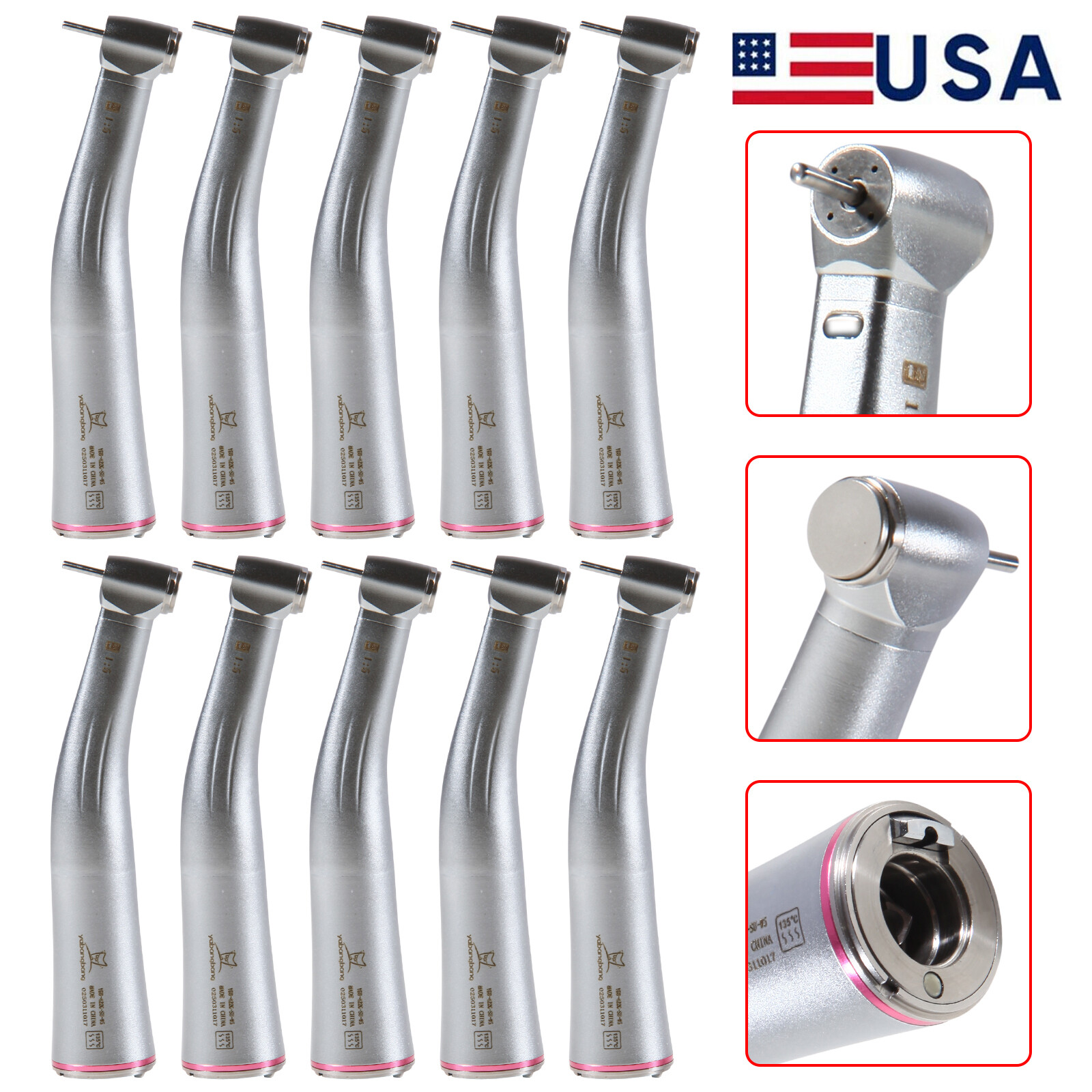 1-10 Pcs NSK Style Dental 1:5 LED Contra Angle Increasing Handpiece Inner OR