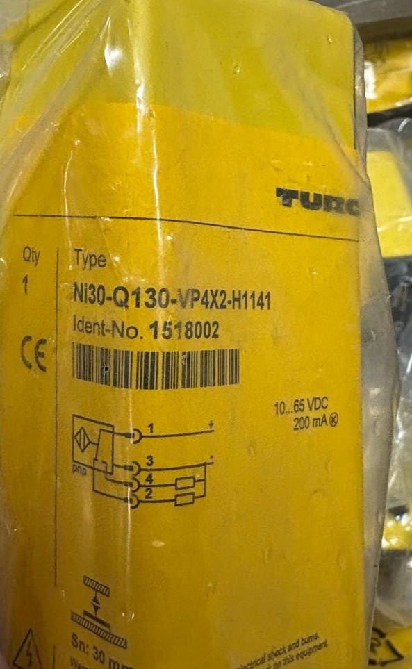 Turck NI30-Q130-VP4X2-H1141 Inductive Sensor, 30mm Range Non-Flush PNP 10-65VDC