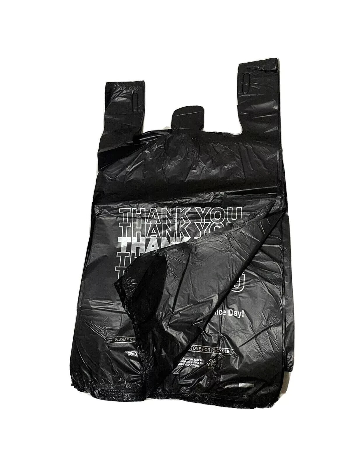 NEW 100 ct PLASTIC SHOPPING BAGS T-SHIRT TYPE, GROCERY BLACK SMALL SIZE BAGS….