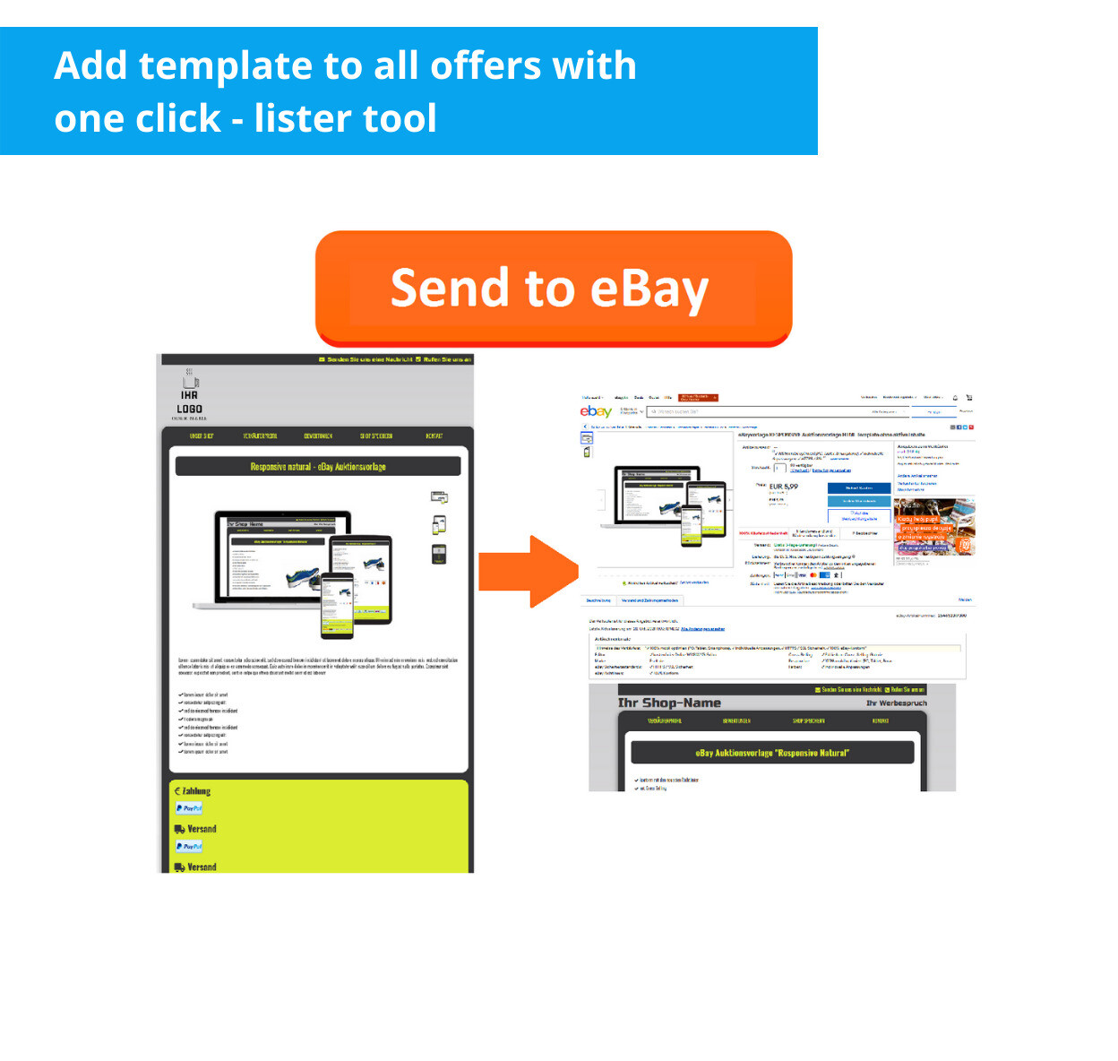 eBay template RESPONSIVE auction template HTML template without active content