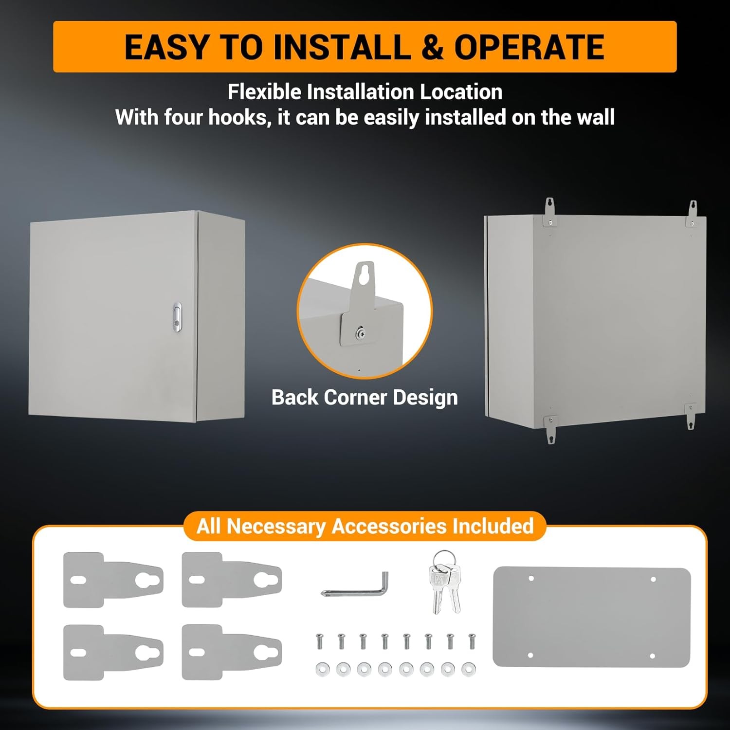 12″-24″ Waterproof Electrical Box IP66, Titanium Steel, Lockable, Rust-Resistant