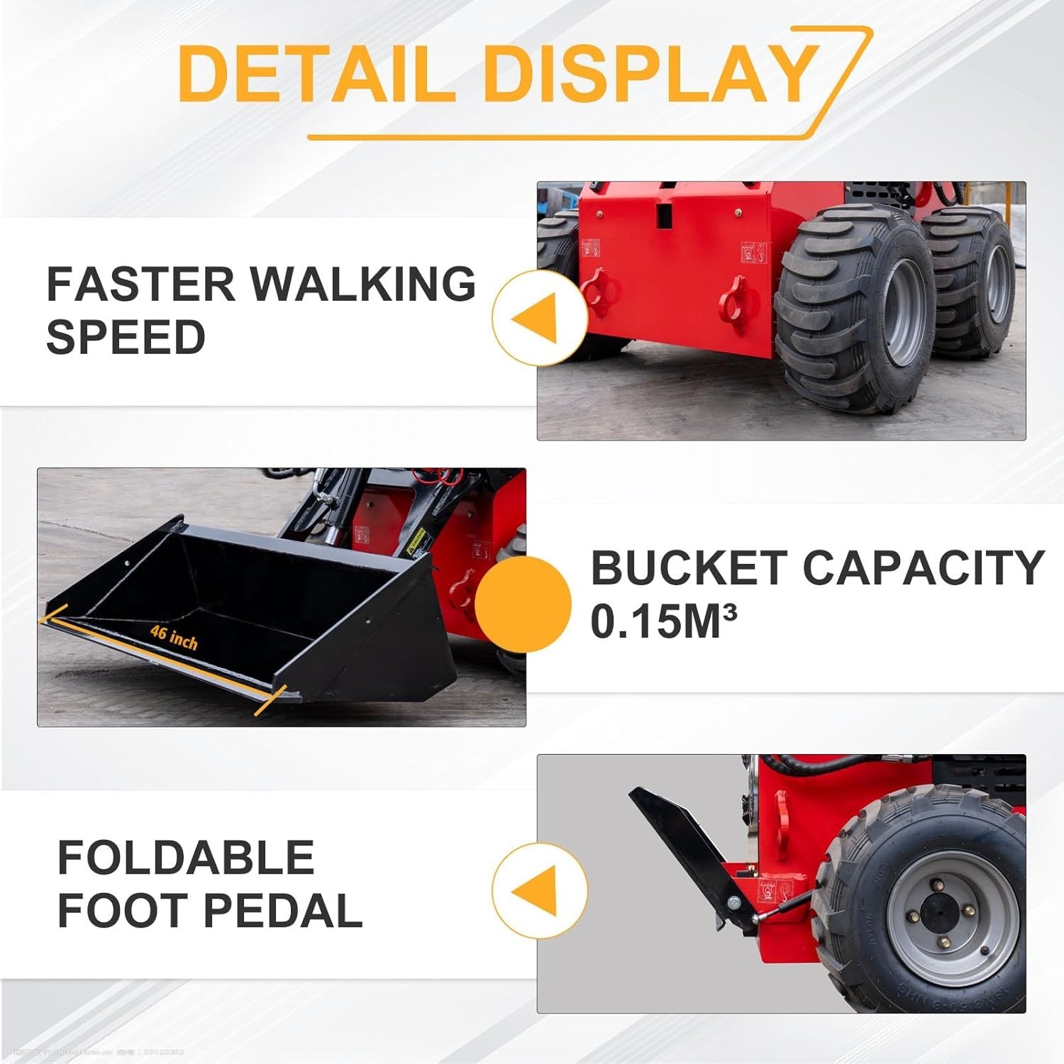 870kg Mini Skid Steer Loader MS380 23HP Dual Pump Wheeled Skid Steer Free Ship