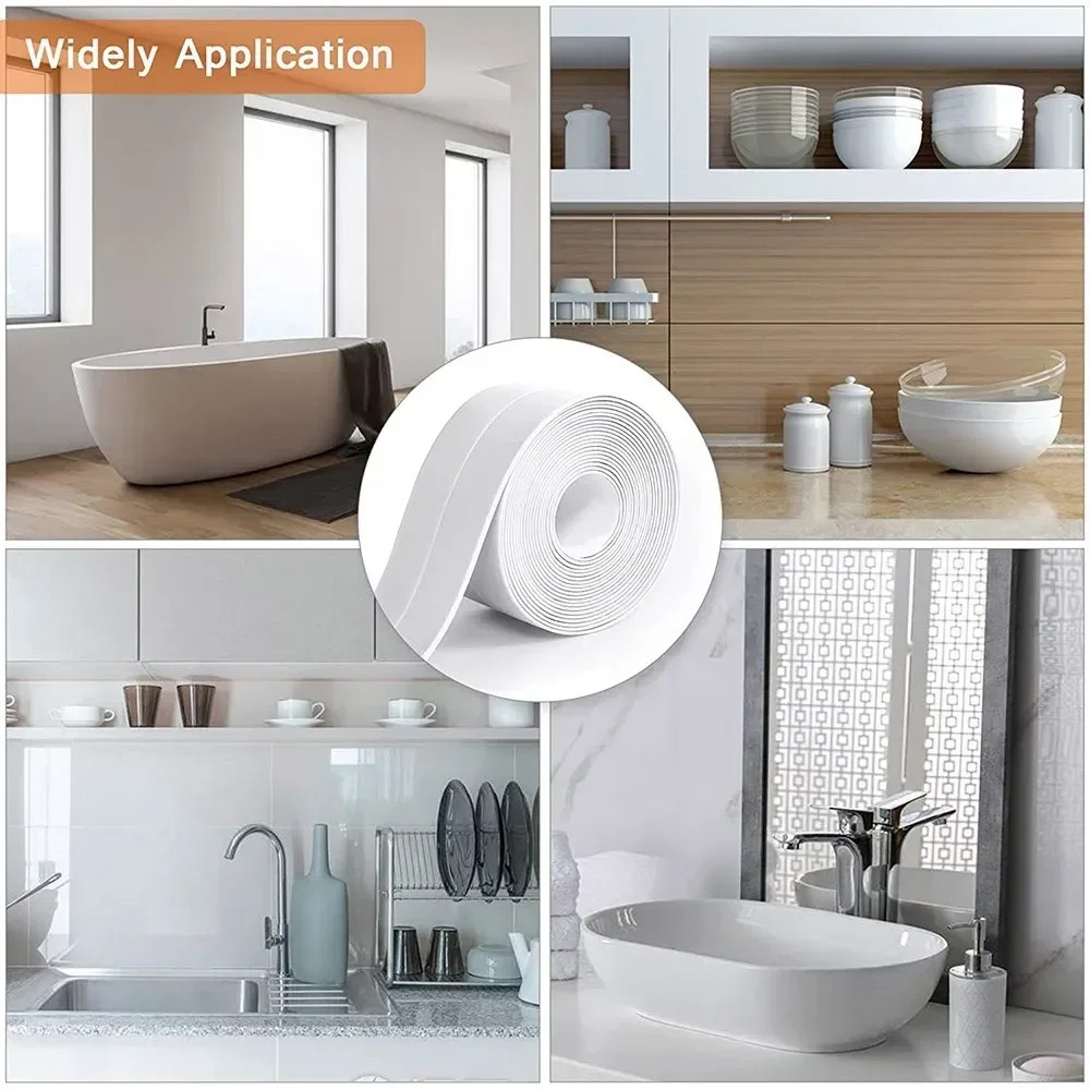 1/2/3.2M PVC Self-adhesive Sealing Tape Waterproof Oil-Proof Kitchen Sink Edge
