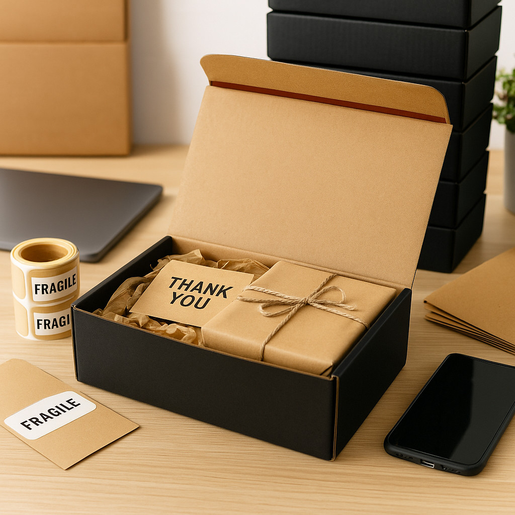 200 Black Shipping Boxes 10x8x4 Mailer Boxes Corrugated Self Seal No Tape