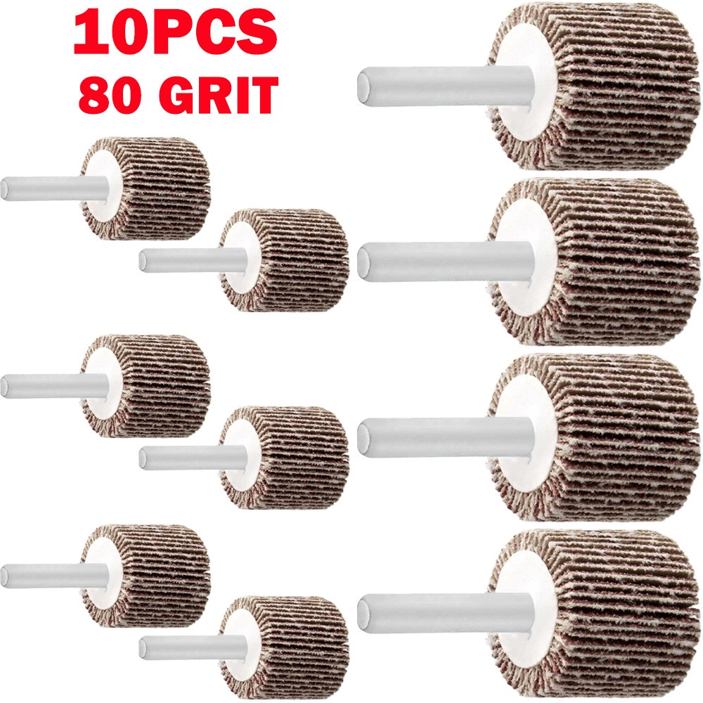 10Pcs 80 Grits Drill Flap Wheel Sander 1x1x1/4″ Flapper Sanding Grinding NEW