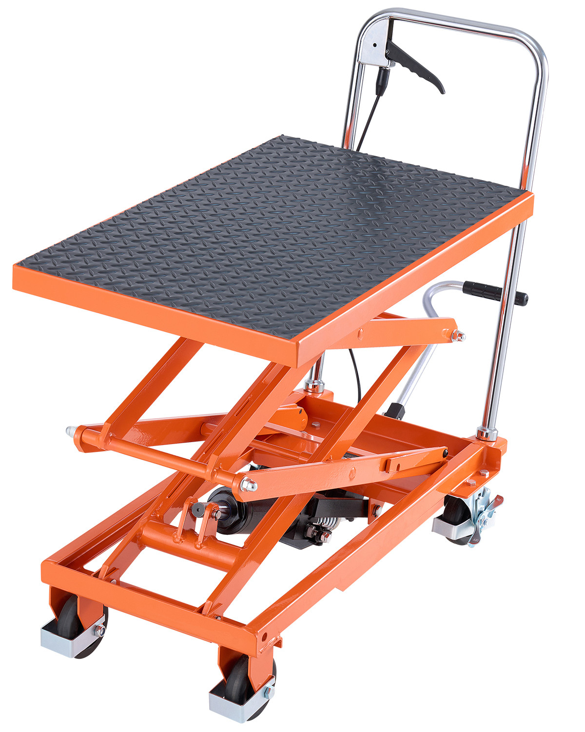 47.2″ Hydraulic Lift Table Manual Double Scissor Lift Cart 500 lbs Non-slip Pad