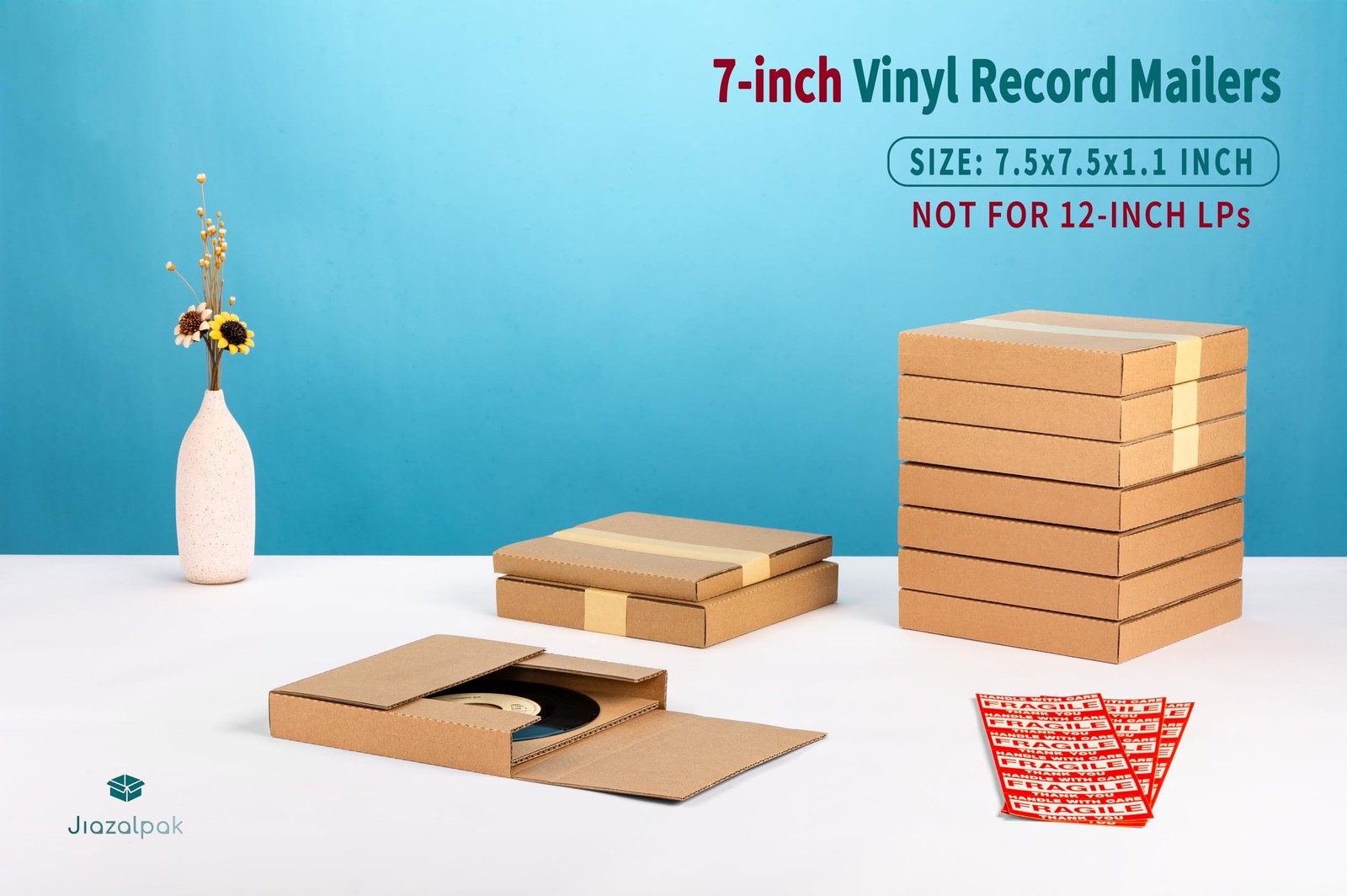 7 Inch 45 RPM Record Mailers (NOT for 12″ LPs), 7.5 x 7.5 x 1.1 Inch Corrugat…