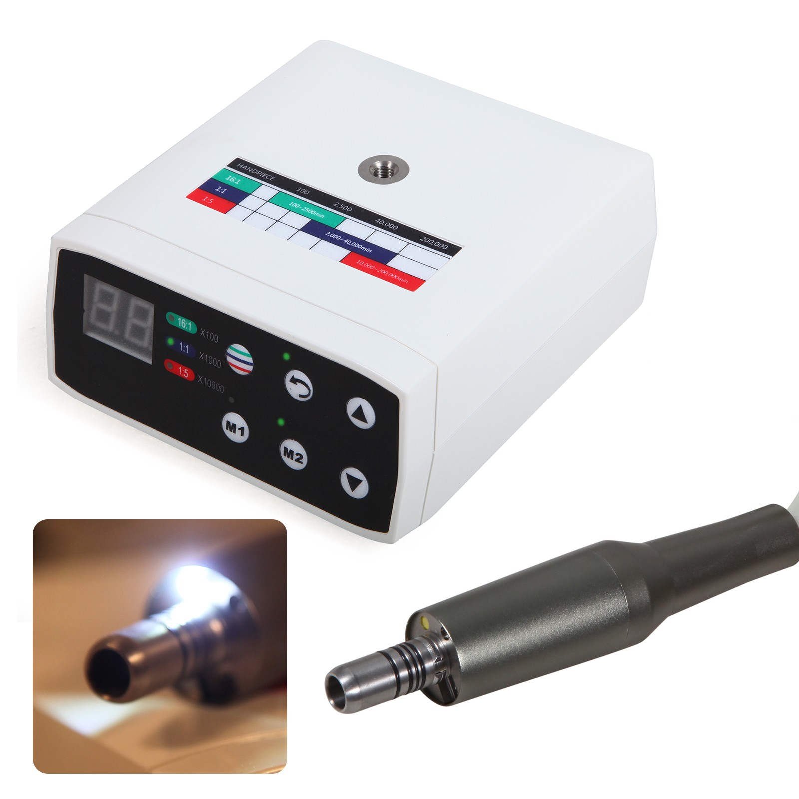 SANDENT LED Electric Brushless Micro Motor/1:5 Fiber Optic Increase Contra Angle