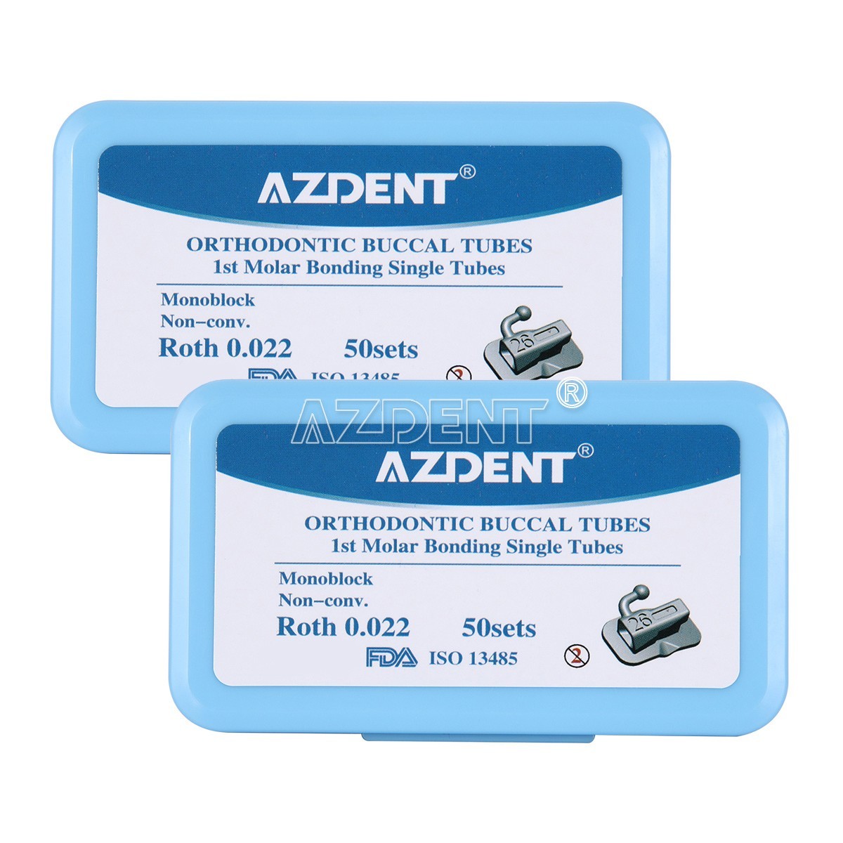 AZDENT Dental Ortho Non-Conv 1st Molar Bondable Monoblock Roth 0.022 Buccal Tube