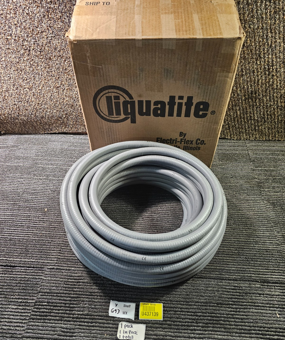 Liquatite EF-11 1/2″Liquid Tight Flexible Metal Conduit 1/2″ 100ft Gray