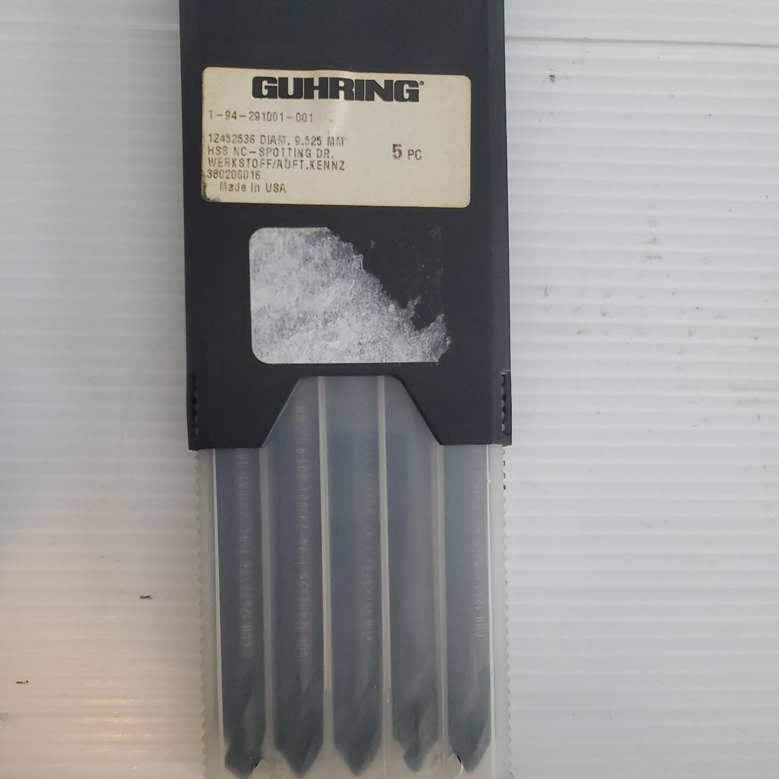 As shown Guhring nc spotting Bit 9.525mm diameter HSS 5 pack
