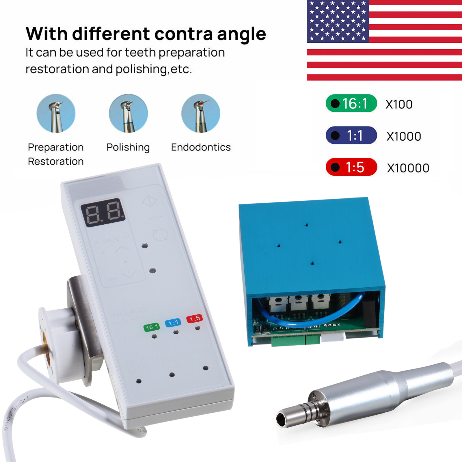 Dental NEW LED Electric Micro Motor NEW/ 1:5 LED Contra Angle Handpiece