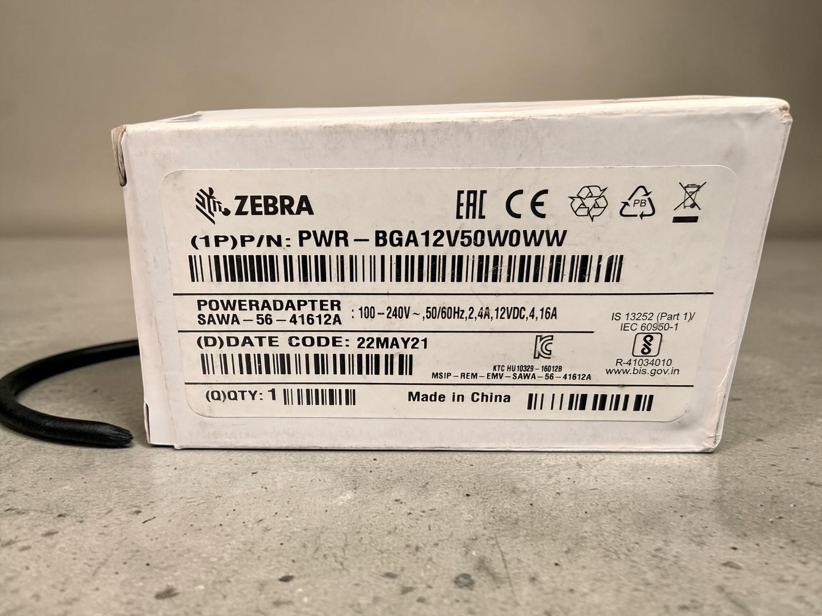ZEBRA SAC-MC33-4SCHG-01 BATTERY CHARGER KIT (4-SLOT) W/ PS, DC LINE & WIRE AC LI