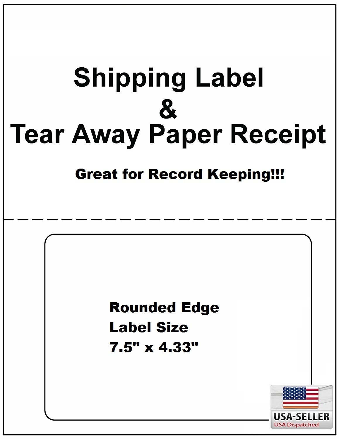 1000 Laser /Ink Jet Labels Click-N-Ship with Tear Off Receipt -Perfect for USPS!
