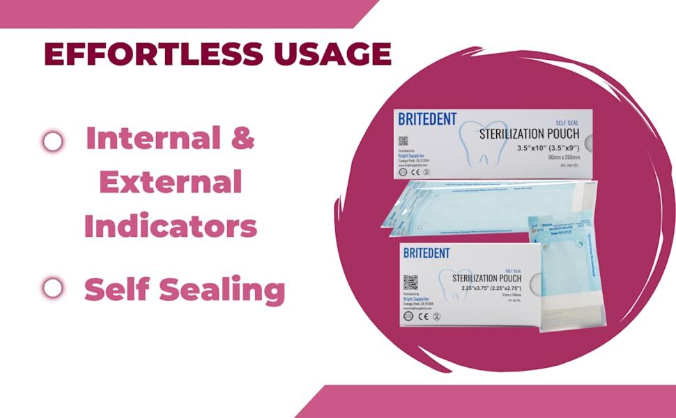Self Seal Sterilization Pouches – Autoclave Sterilizer Bags 2.25″x 3.75″ Tattoo