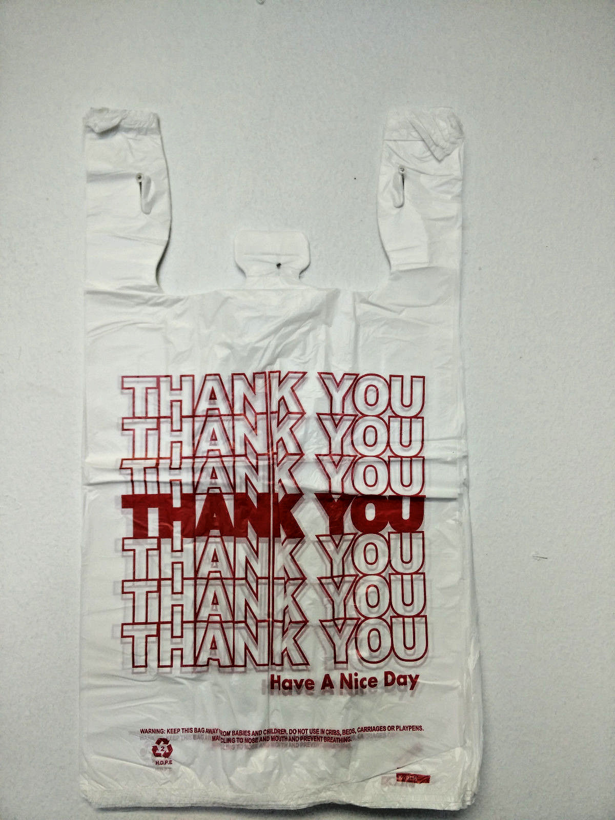 THANK YOU T-Shirt Bags 11.5″ x 6.5″ x 21″ White Plastic Shopping bag 50 – 1000