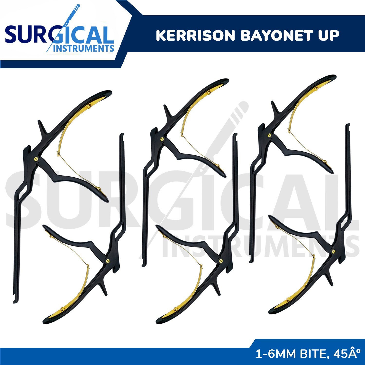 6 Kerrison Rongeurs Bayonet Angled 1,2,3,4,5,6 MM Bite 45 Degree Angled German G