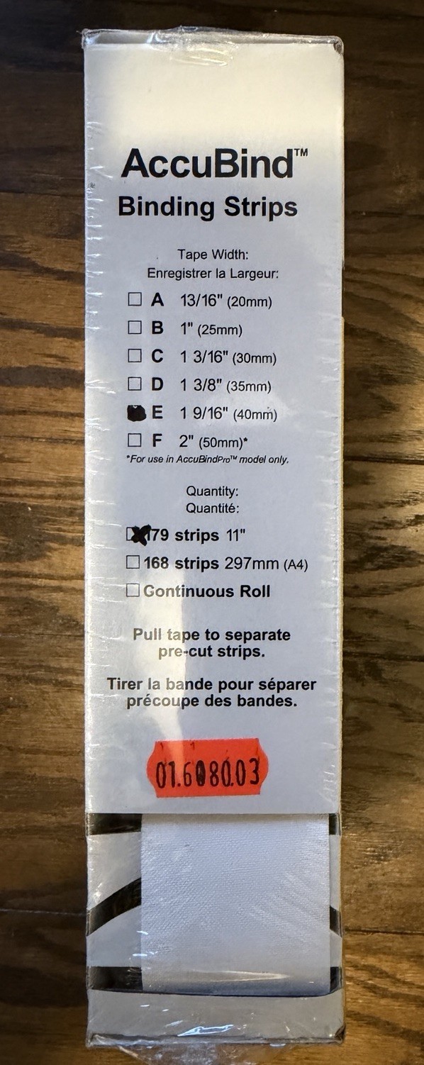 Standard Accubind Binding Strips Various Sizes & Colors