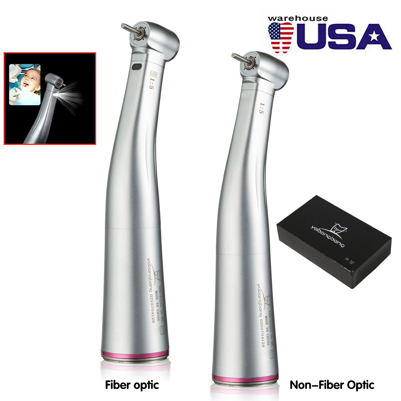 Dental 1:5 Handpiece Electric Fiber Optic /No LED Contra Angle NSK KaVo Bien Air
