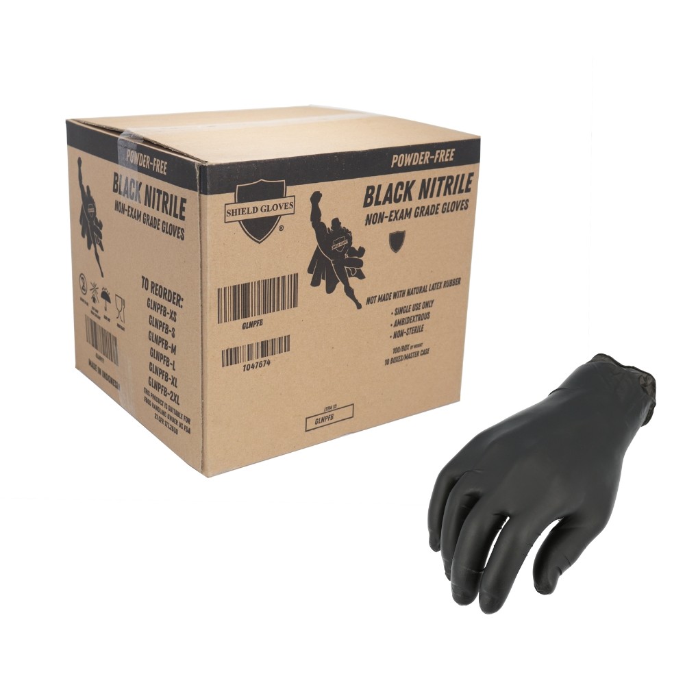 72000 Pieces Finger Textured Black Nitrile Powder Free Gloves XSmall 5 Mil