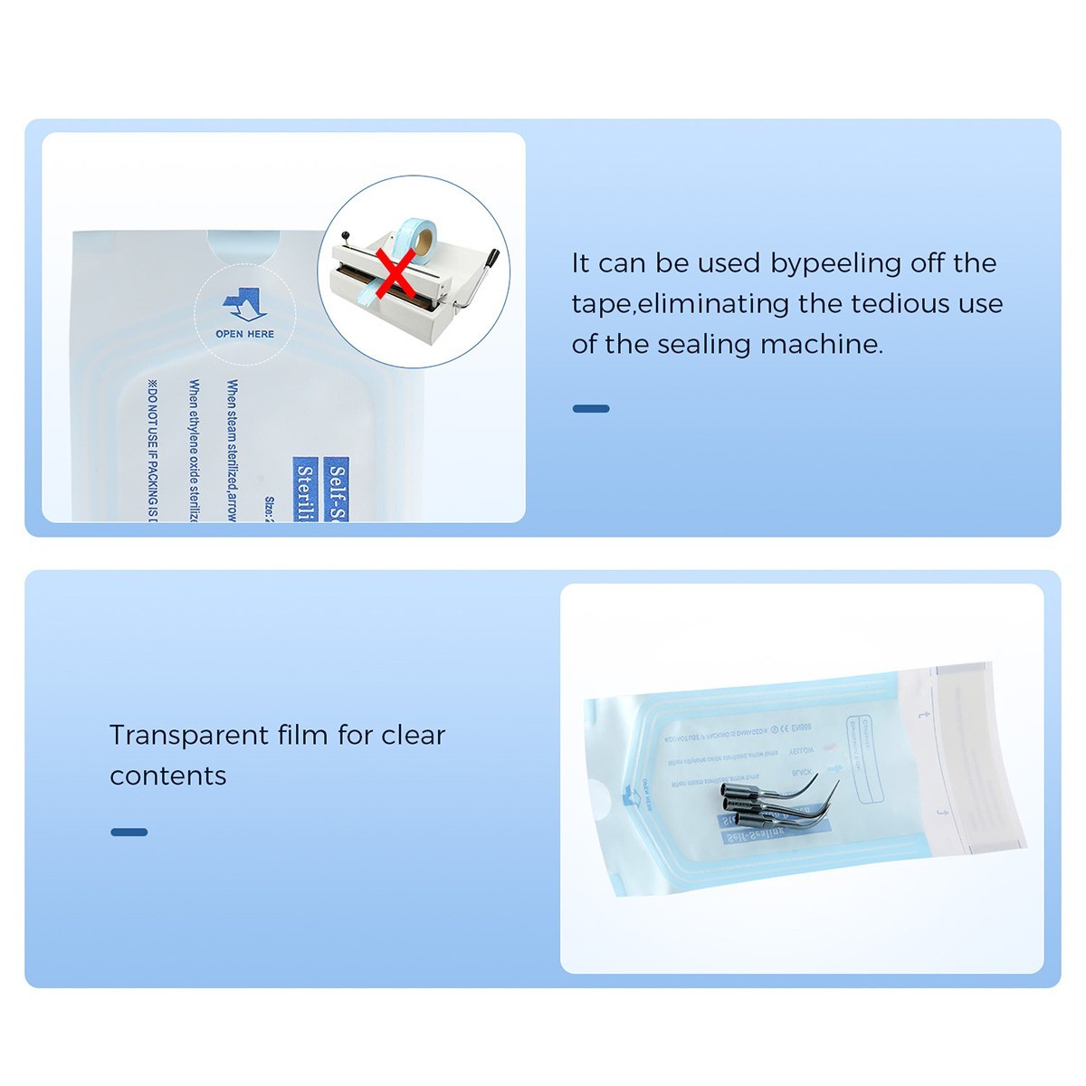 Self Sterilization Pouches Autoclave, Medical Sterilizer Bags Dental Tattoo Nail