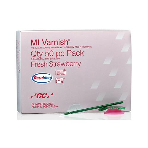 GC 442500 MI Topical Fluoride Varnish Calcium Phosphate Strawberry 0.4 mL 50/Pk