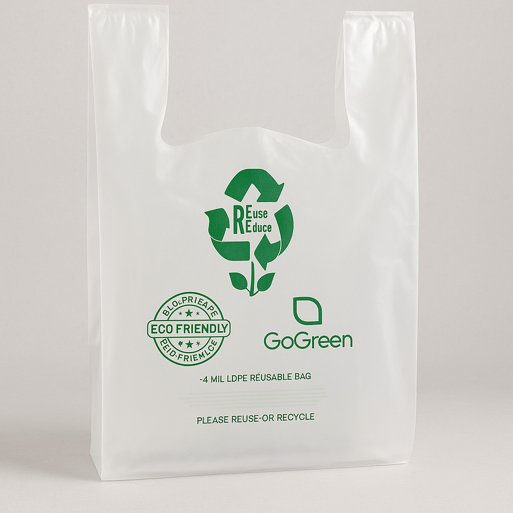 1/6 Clear Heavy-Duty Plastic T-Shirt Bags 4 Mil Reusable Grocery Shopping 21×6.
